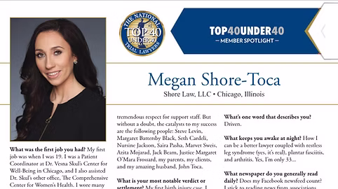 The National Trial Lawyers ‘Top 40 Under 40 Lawyer Megan Shore